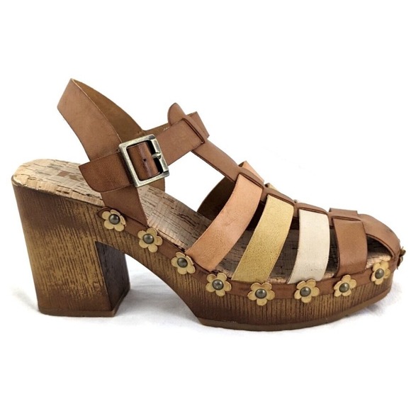 KORKS Kork-Ease Willow Brown Chunky Heel Platform Sandal Clog Size 11 Hippie